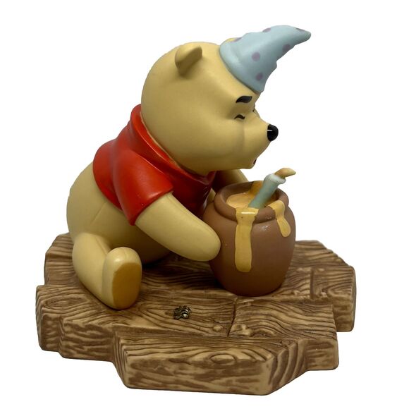 Winnie the Pooh Bear Birthday Disney Decor Figurine Pot of Honey, Blowing Candle - Picture 2 of 6